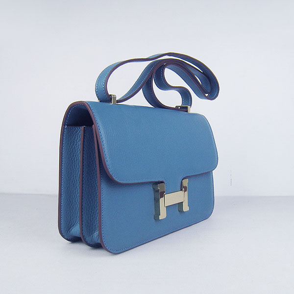 7A Hermes Constance Togo Leather Single Bag Blue Gold Hardware H020 - Click Image to Close